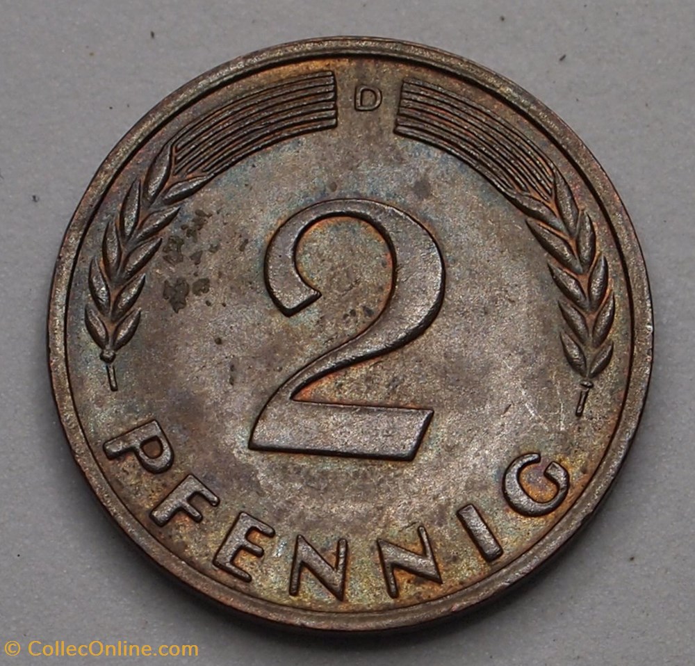 monnaies monde allemagne 2 pfennig 1959 d