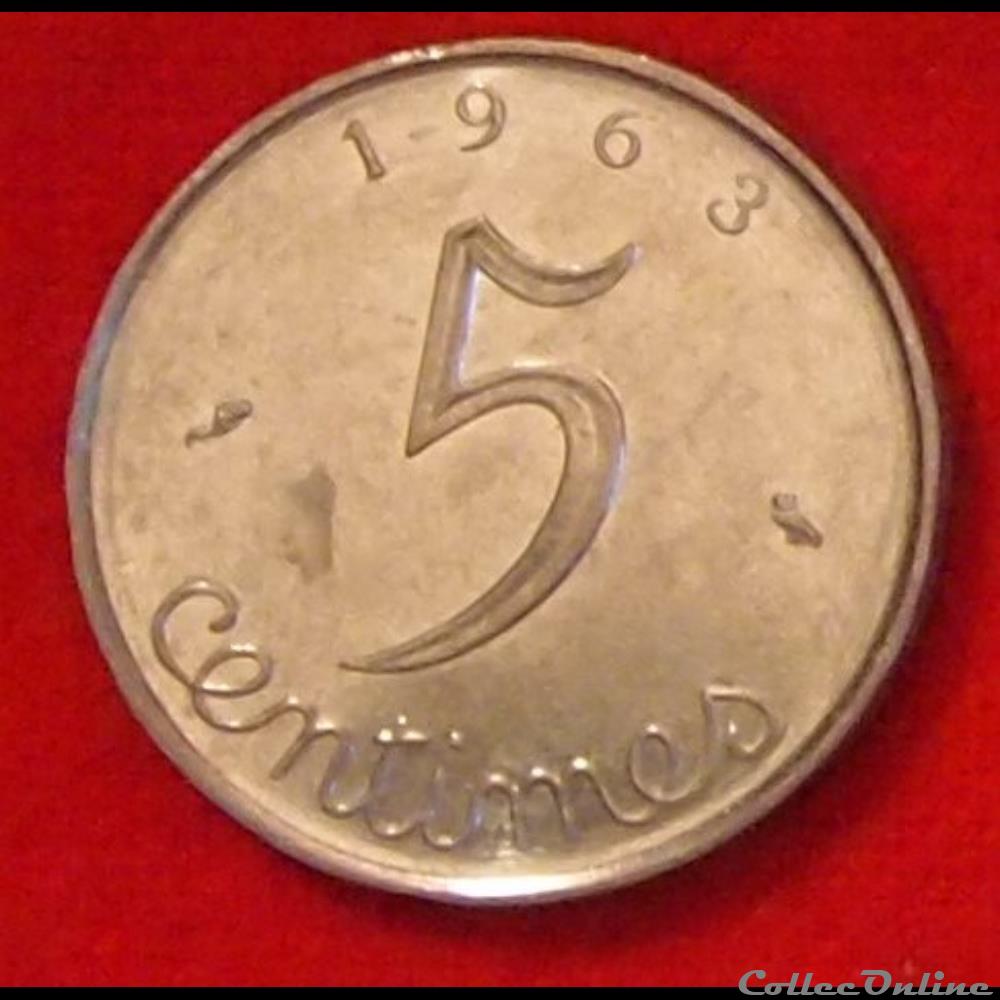 monnaies monde france 5 centimes epi 1963