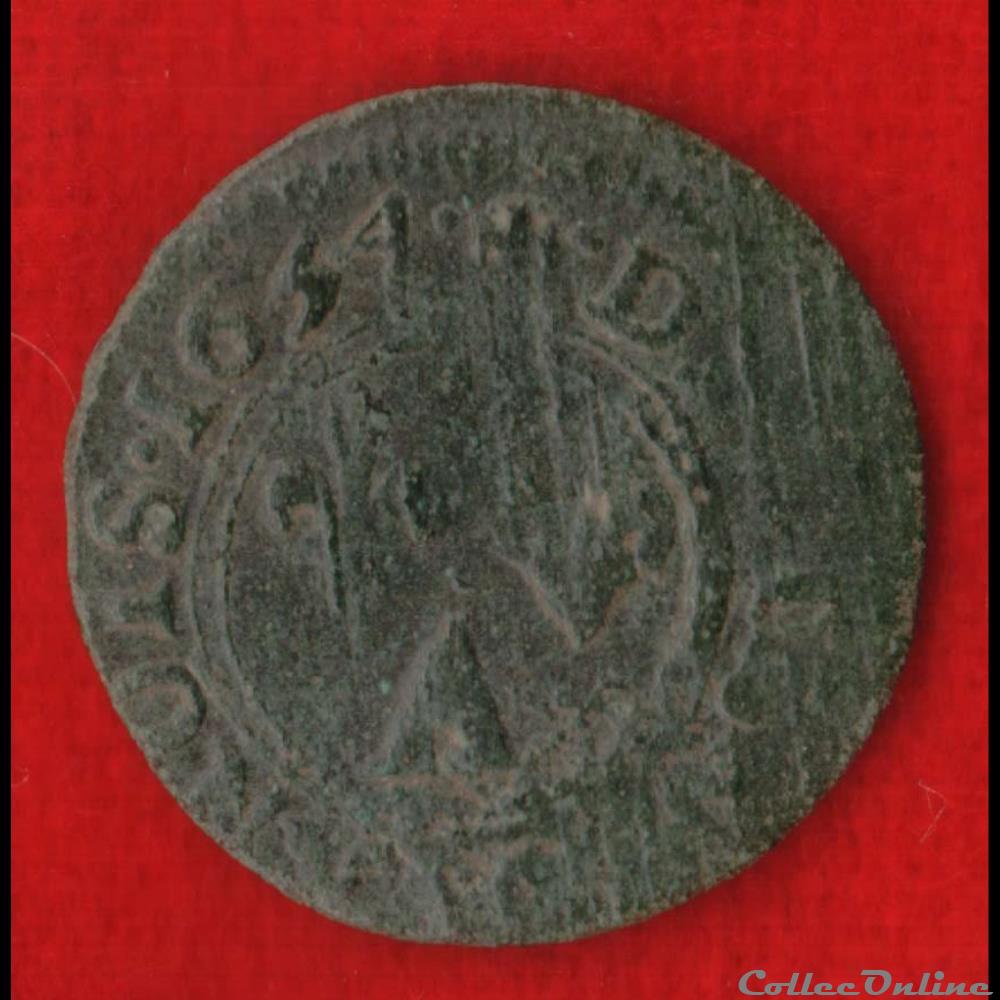 monnaies europe medievale france feodales principaute arches charleville 1654 denier tournois