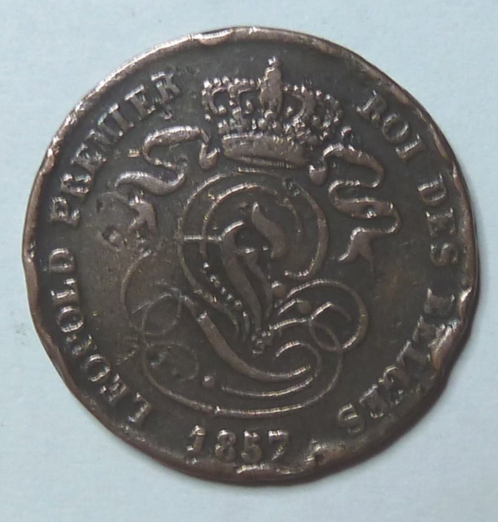 monnaies monde belgique 2 centimes 1857