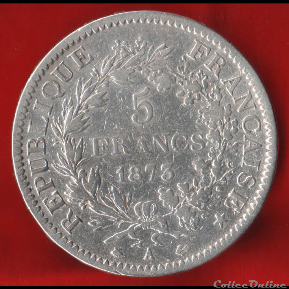 5 Francs - Hercule - 1873 - Paris monnaie france moderne 5 francs hercule 1873 paris