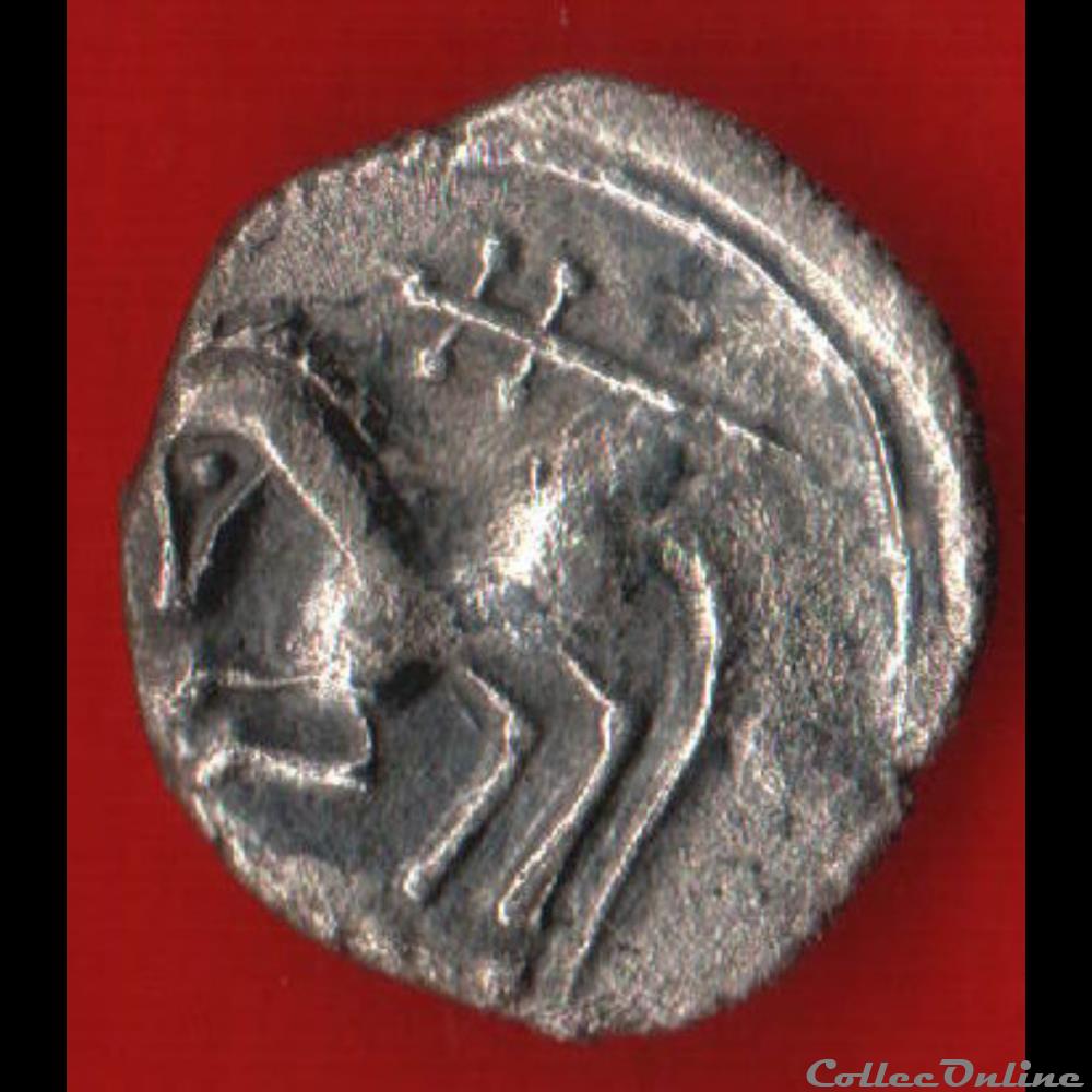 Allobroges - Denier au cheval galopant et au “caducée” monnaies antiques celtes allobroges denier au cheval galopant et au caducee