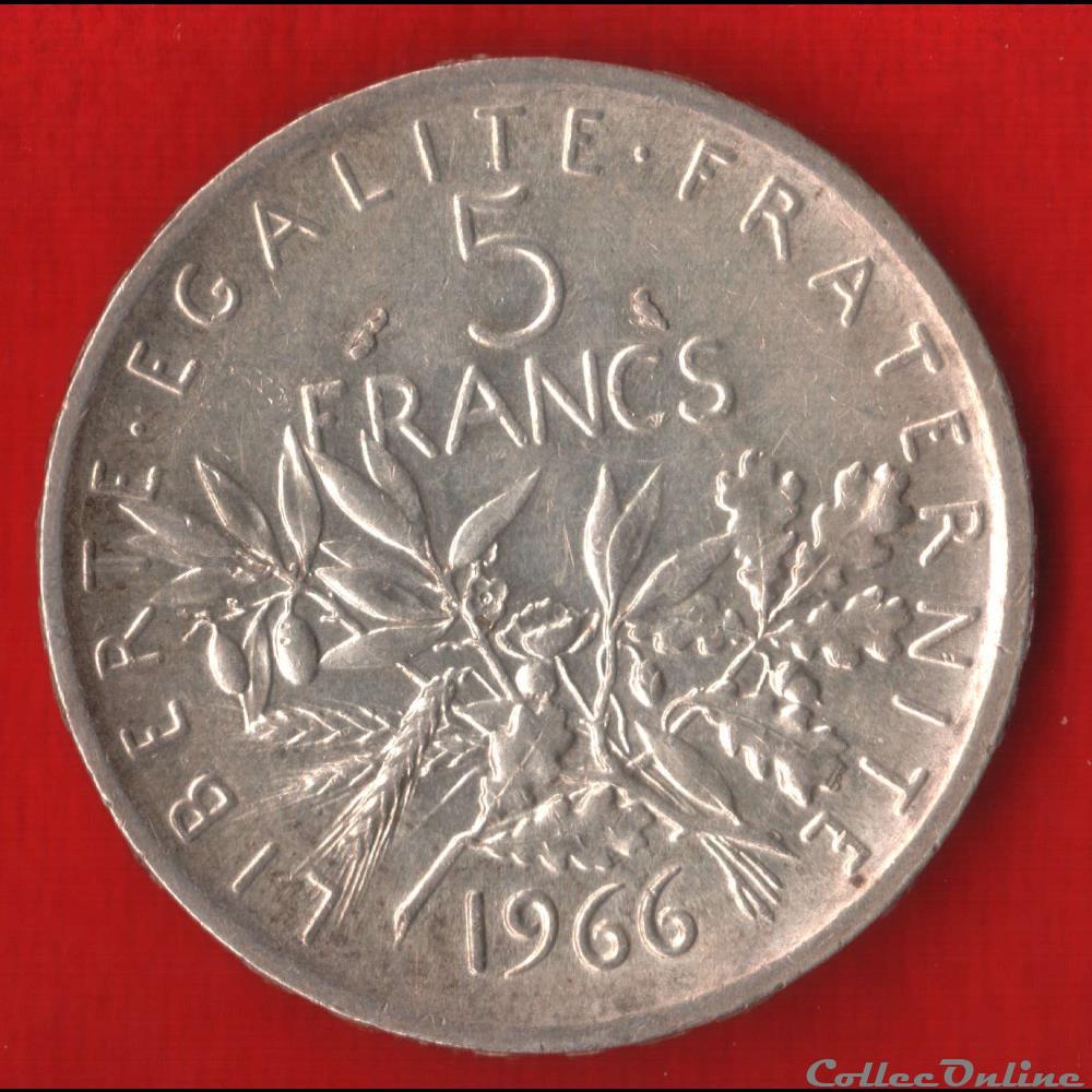 monnaies monde france 5 francs semeuse 1966
