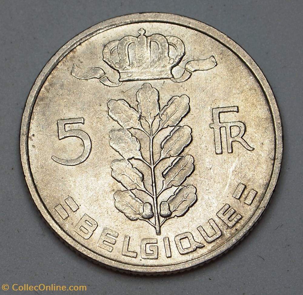 monnaies monde belgique 5 francs 1975