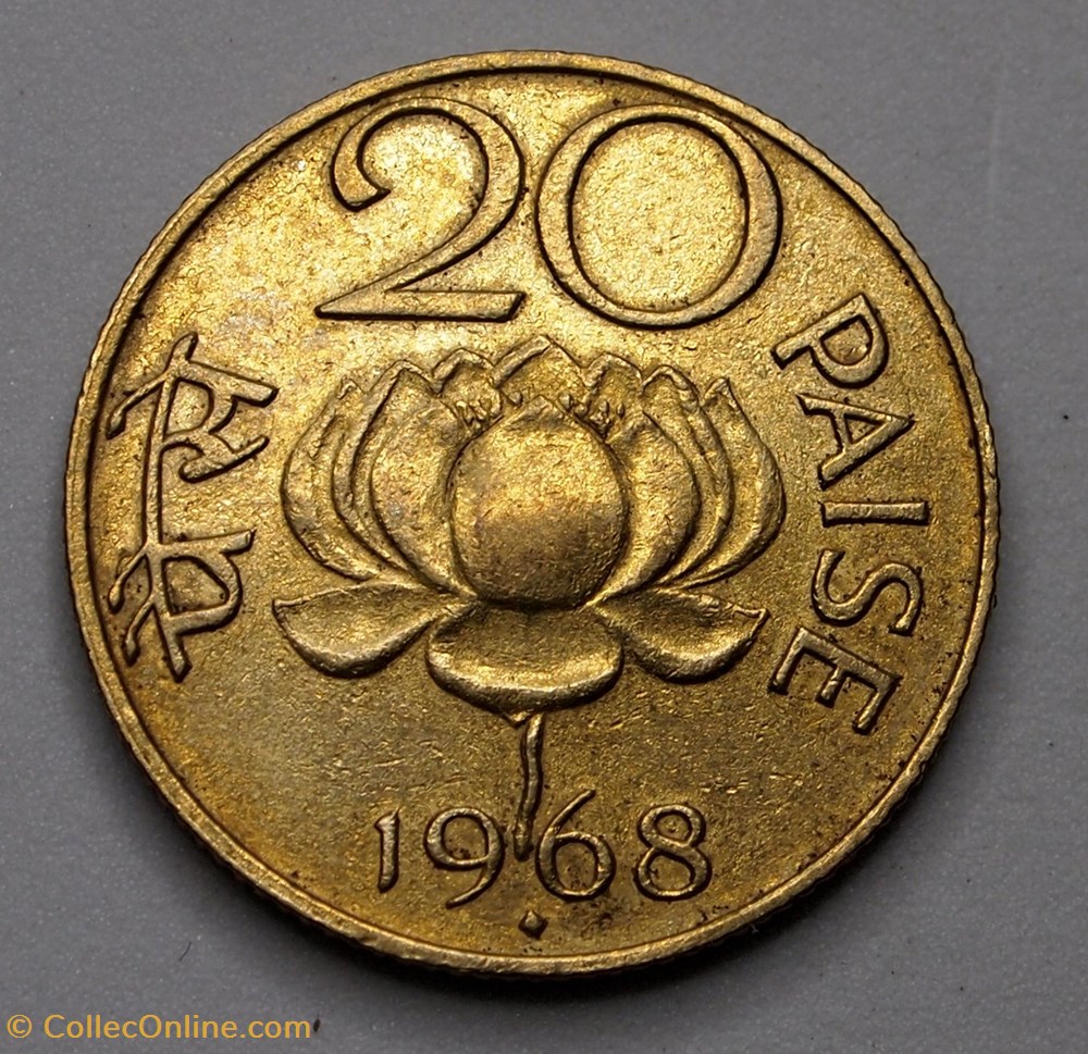 20 Paise 1968 Coins World India Metal Brass 20-paise-1968-coins-world-india-metal-brass