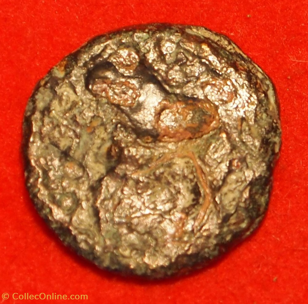 Senones - Potin à la tête casquée et à la rosace monnaies antiques celtes senones potin a la tete casquee et a la rosace