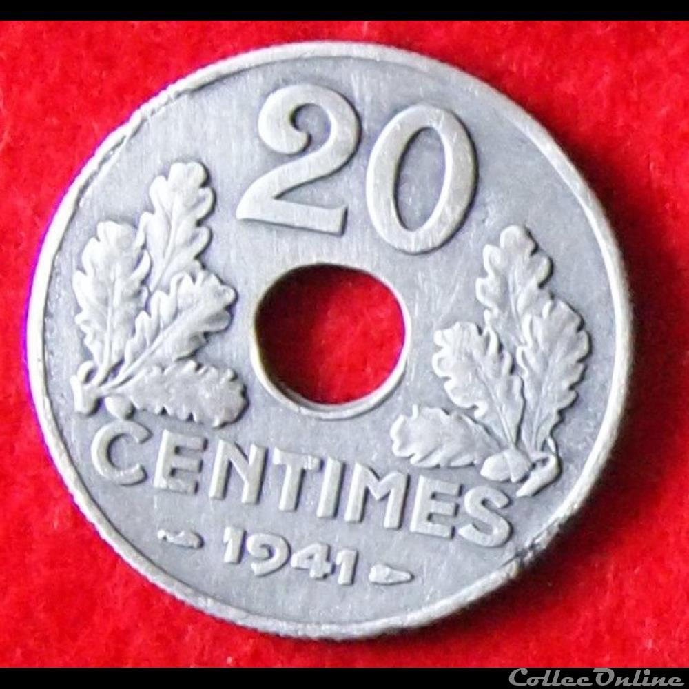 État Français - 20 Centimes - 1941 monnaies monde france etat francais 20 centimes 1941