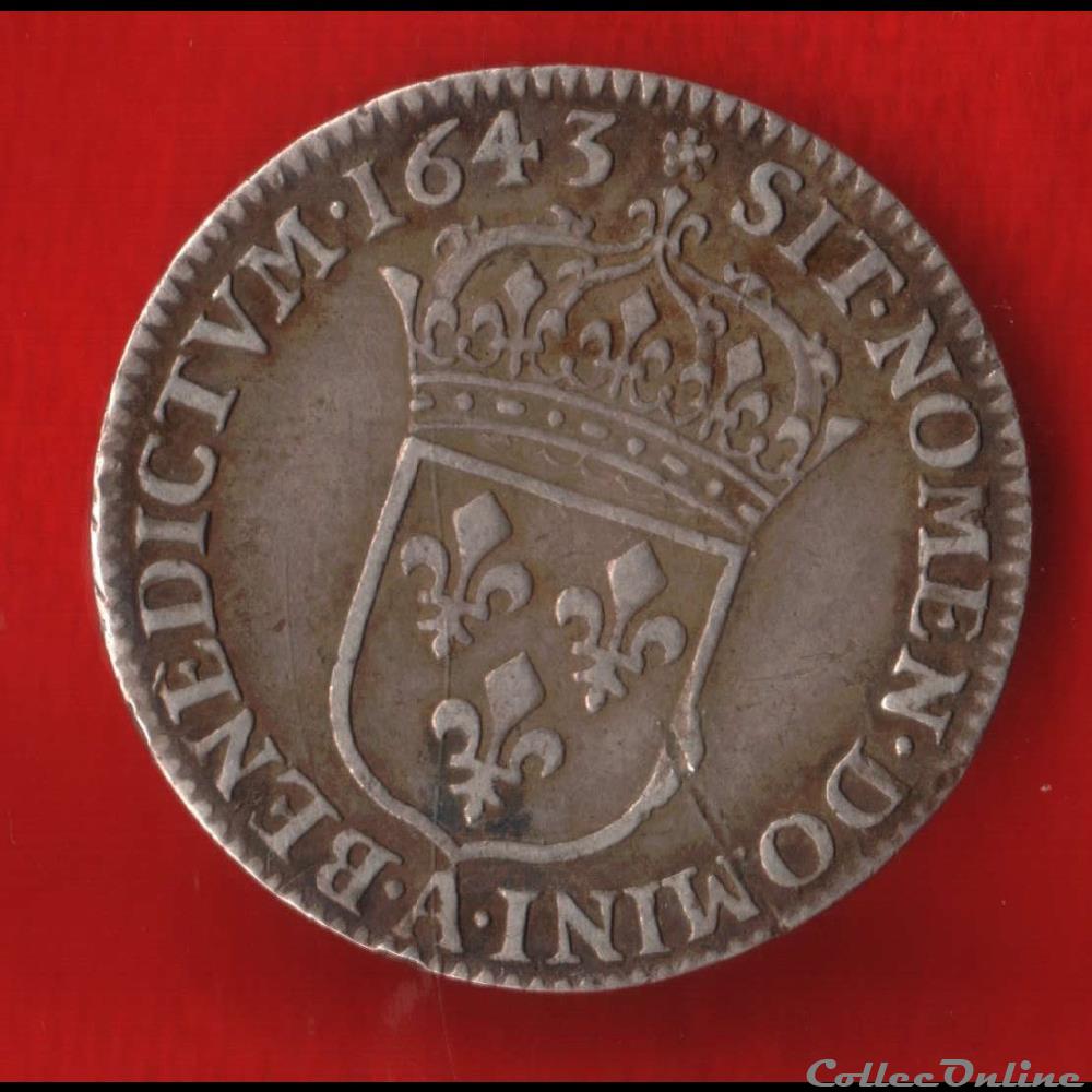 1/12ème d'écu - 1643 - Paris monnaies europe medievale france royales 1 12eme ecu 1643 paris