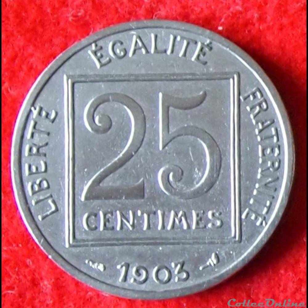 monnaies monde france patay 25 centimes 1903