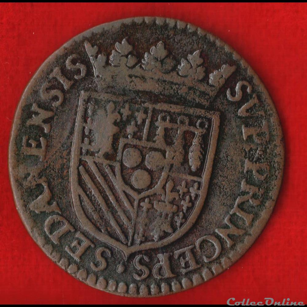 monnaies europe medievale france feodales principaute de sedan 1613 double liard