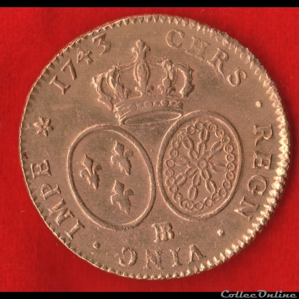 monnaies europe medievale france royales double louis or 1743 strasbourg
