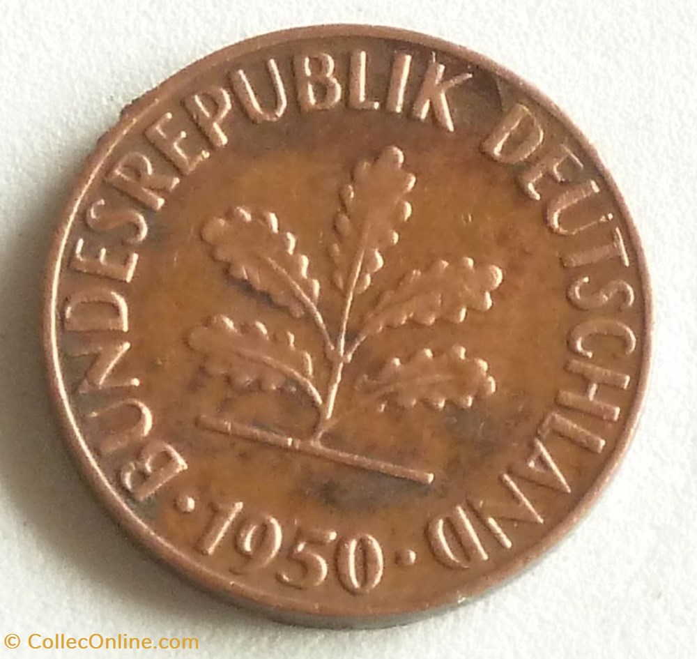 1 Pfennig - 1950 F monnaies monde allemagne 1 pfennig 1950 f
