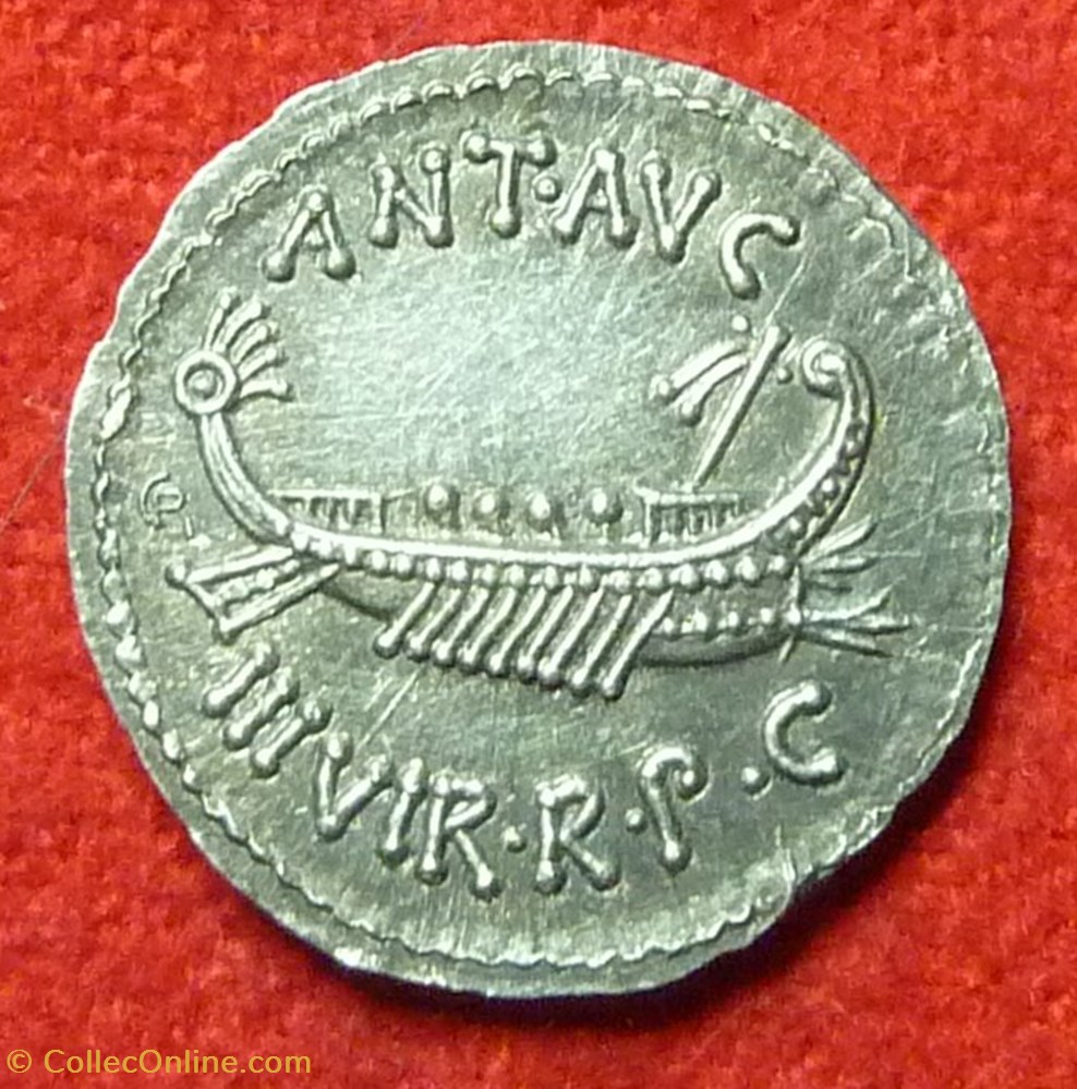 monnaie antique av jc ap romaine republicaine imperiale denier des cohortes pretorienne sous marc antoine repro copie