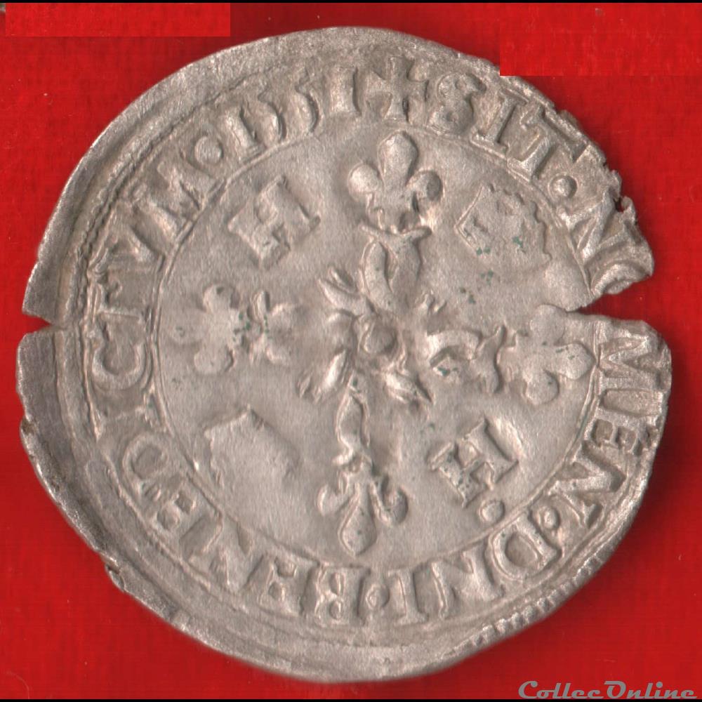 monnaies europe medievale france royales douzain aux croissants 1551 la rochelle