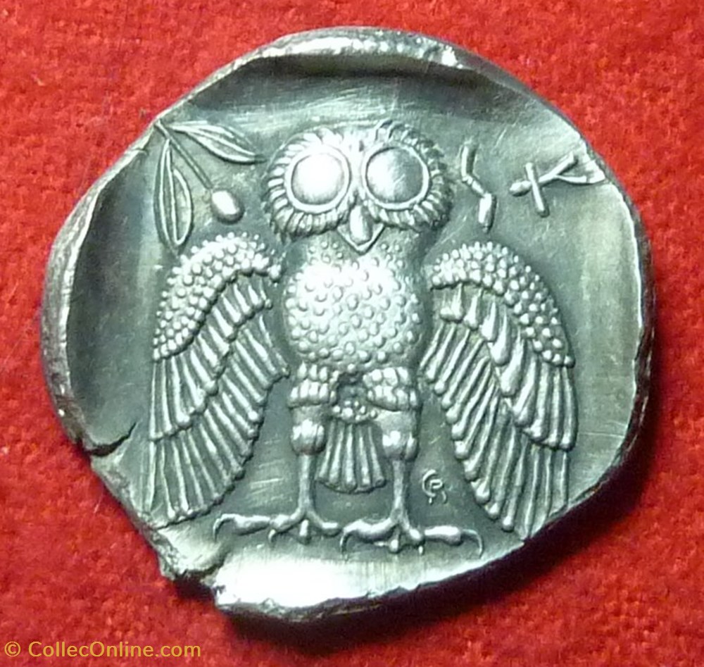 Repro du Tetradrachme d'Athénes à la Chouette monnaies repro du tetradrachme athenes a la chouette
