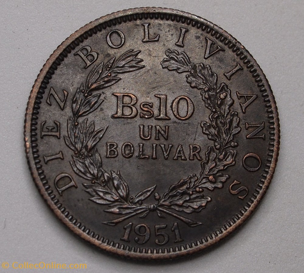 1 Bolivar - 1951 monnaies monde bolivie 1 bolivar 1951