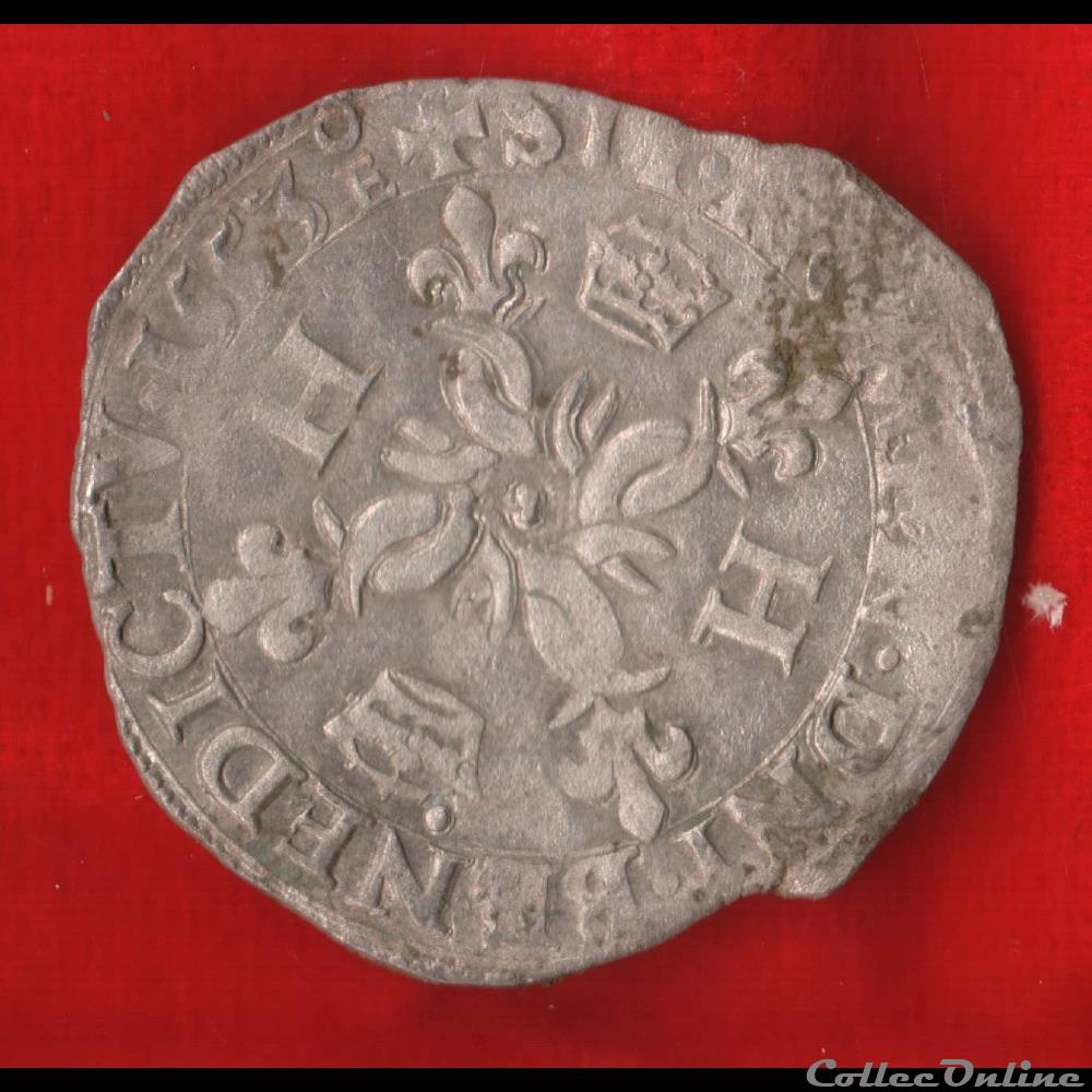 Douzain aux croissants - 1553 - Troyes monnaies europe medievale france royales douzain aux croissants 1553 troyes