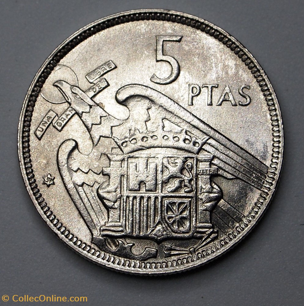 5 Pesetas - 1959 monnaie monde espagne 5 pesetas 1959
