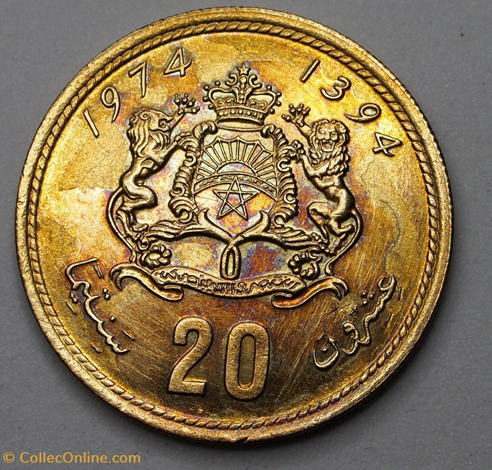 20 Santimat - 1974 monnaie monde maroc 20 santimat 1974