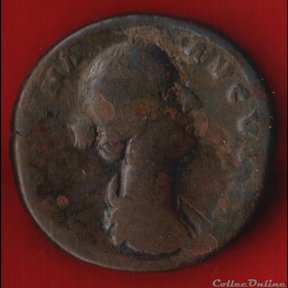 Faustine - Sesterce - La piété monnaies antiques romaines imperiales republicaines faustine sesterce la piete