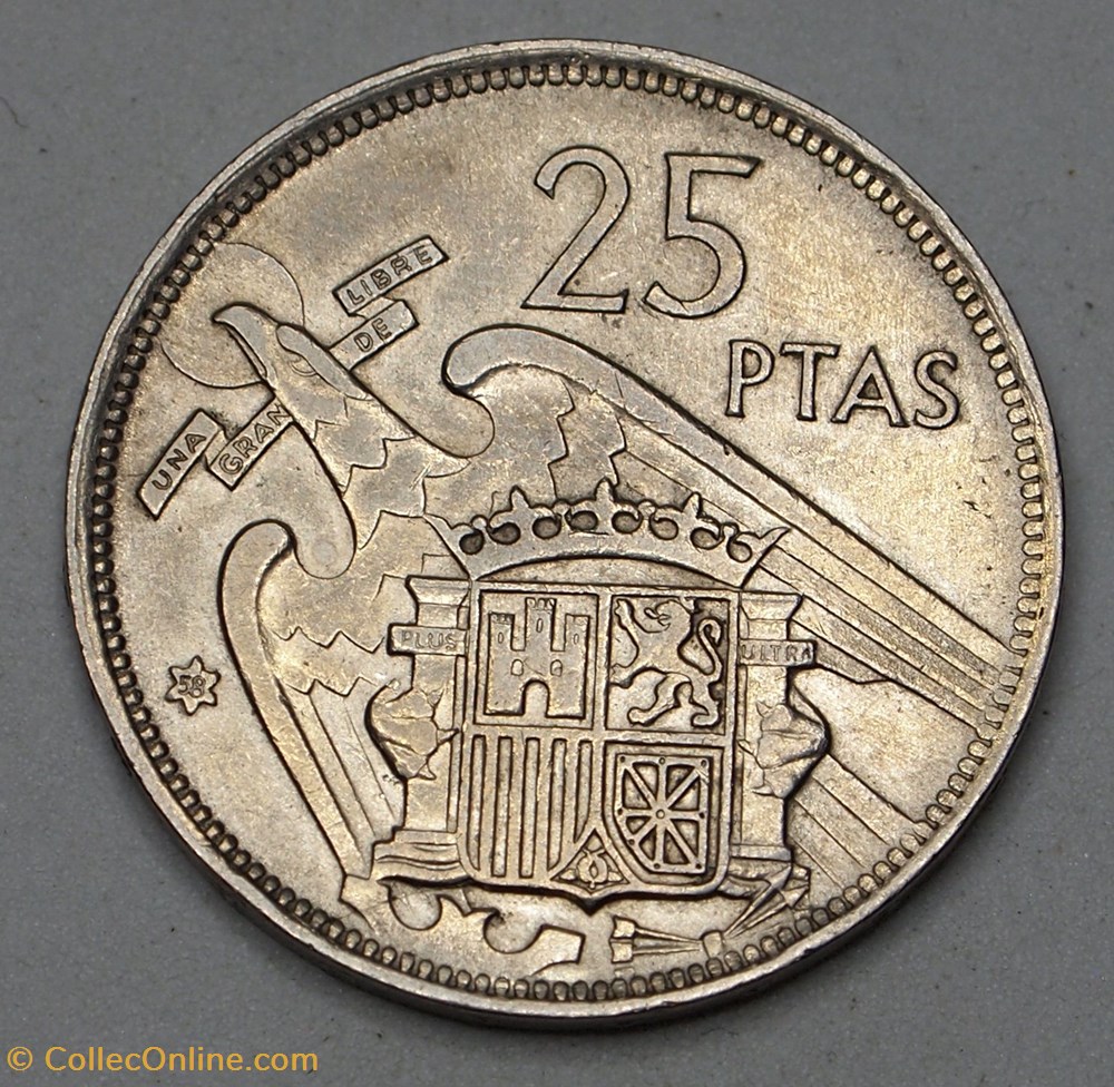 25 Pesetas - 1958 monnaies monde espagne 25 pesetas 1958