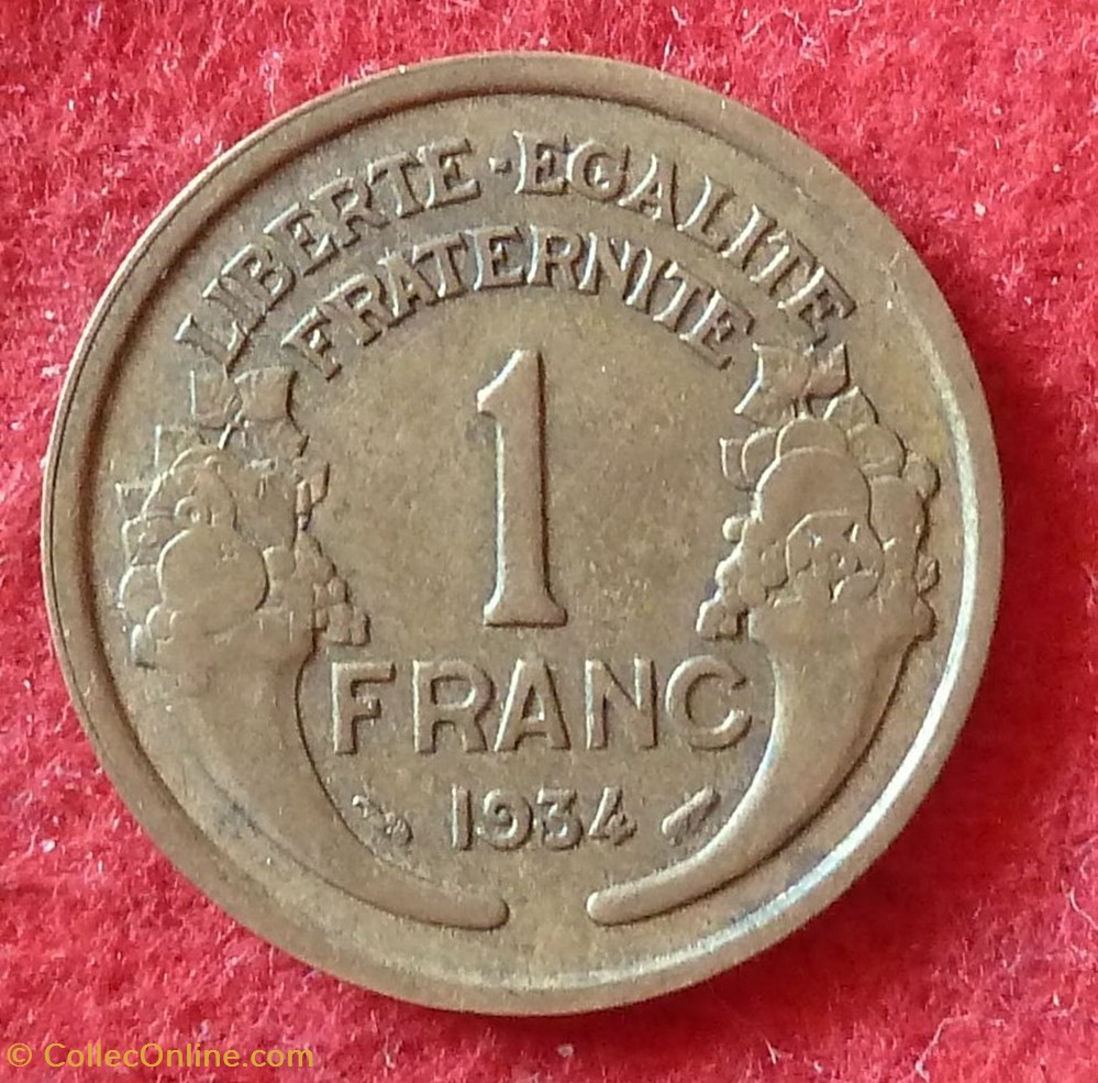 Morlon - 1 Franc - 1934 monnaies monde france morlon 1 franc 1934