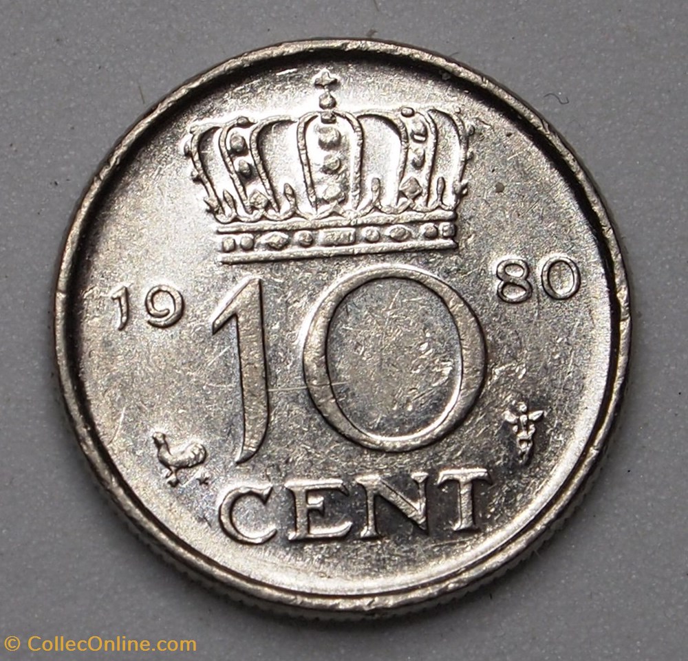 10 Cents - 1980 monnaies monde pays bas 10 cents 1980