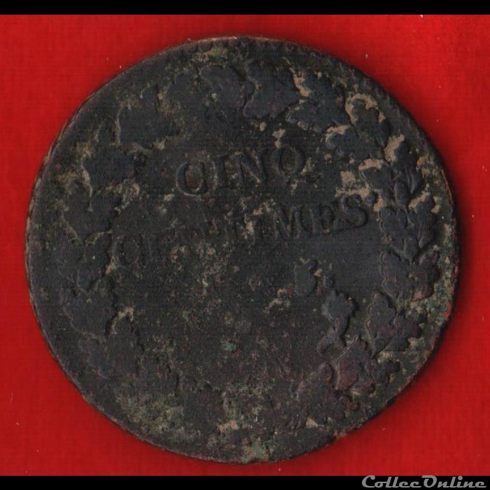 Consulat / Directoire - 5 centimes Dupré - AN 5 - Paris monnaies monde france consulat directoire 5 centimes dupre an 5 paris