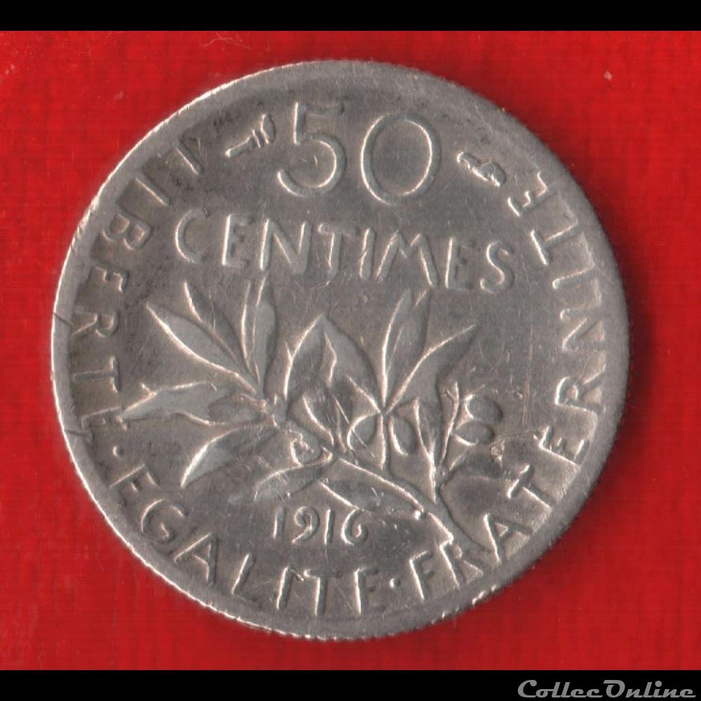 Semeuse - 50 Centimes - 1916 monnaies monde france semeuse 50 centimes 1916