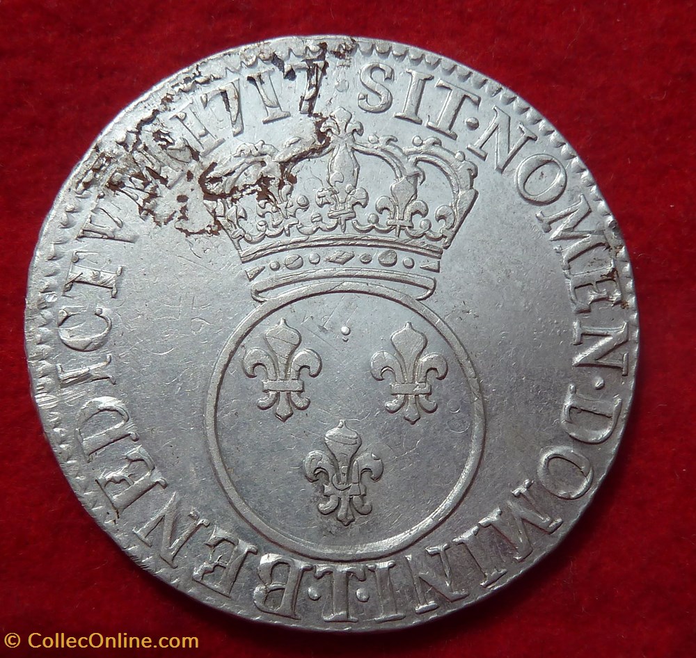 Ecu dit " Vertugadin" - 1717 - Nantes monnaies europe medievale france royales ecu dit vertugadin 1717 nantes