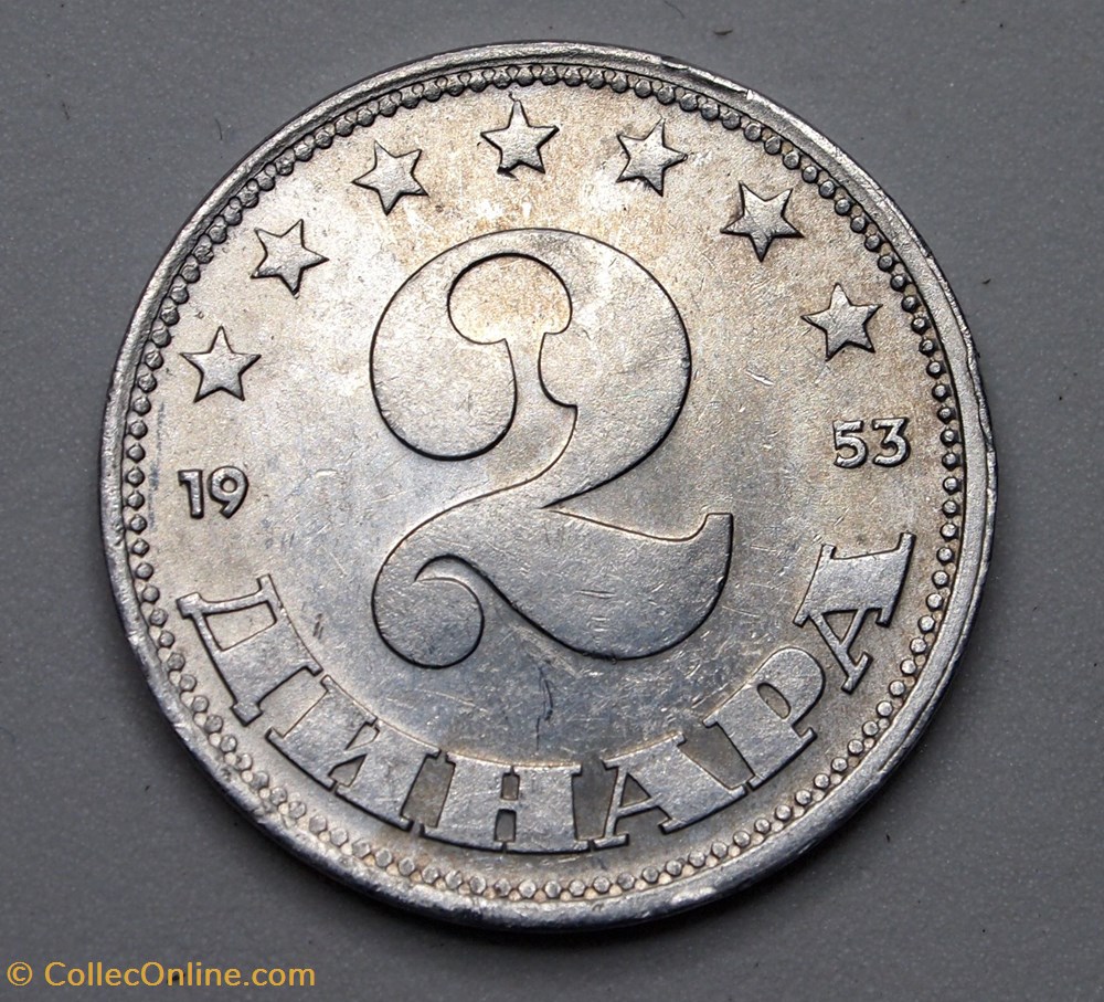 monnaies monde yougoslavie 2 dinars 1953