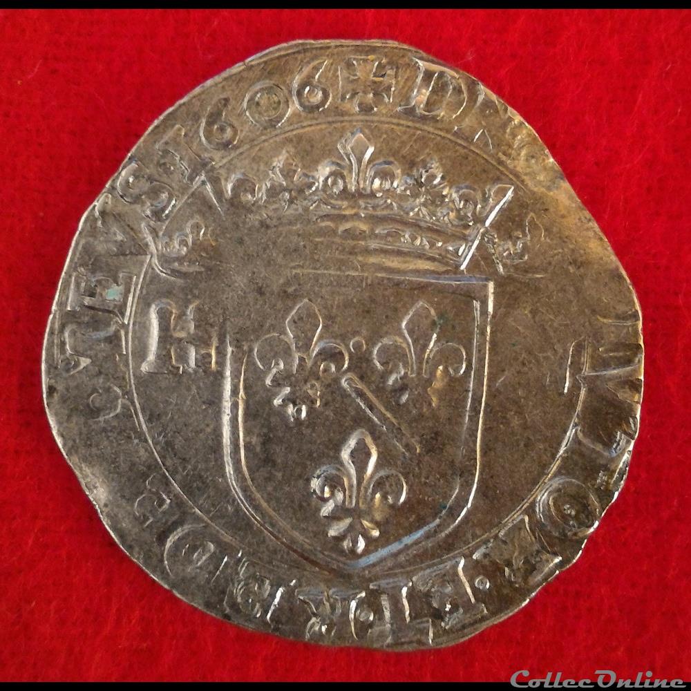 Principauté de Dombes - Trévoux - 1606 - Teston monnaies europe medievale france feodales principaute de dombes trevoux 1606 teston