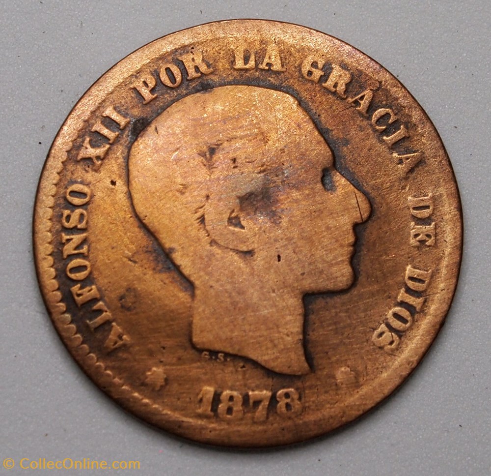 5 Centimos - 1878 monnaies monde espagne 5 centimos 1878