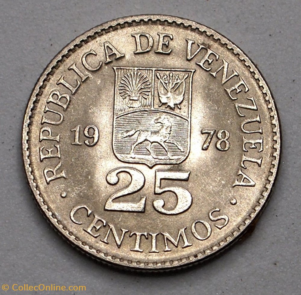 25 Centimos - 1978 monnaies monde venezuela 25 centimos 1978