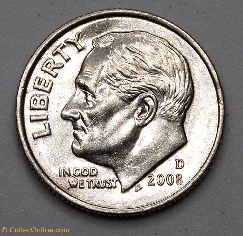 1 dime ( 10 cents ) - 2008 D monnaie monde etat uni 1 dime 10 cents 2008 d