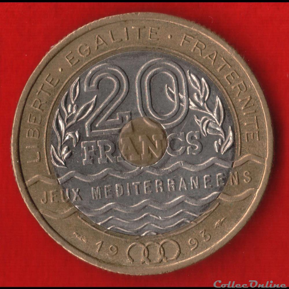 monnaies monde france 20 francs jeux mediterraneens 1993