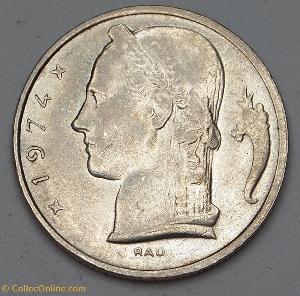 monnaies monde belgique 5 francs 1974