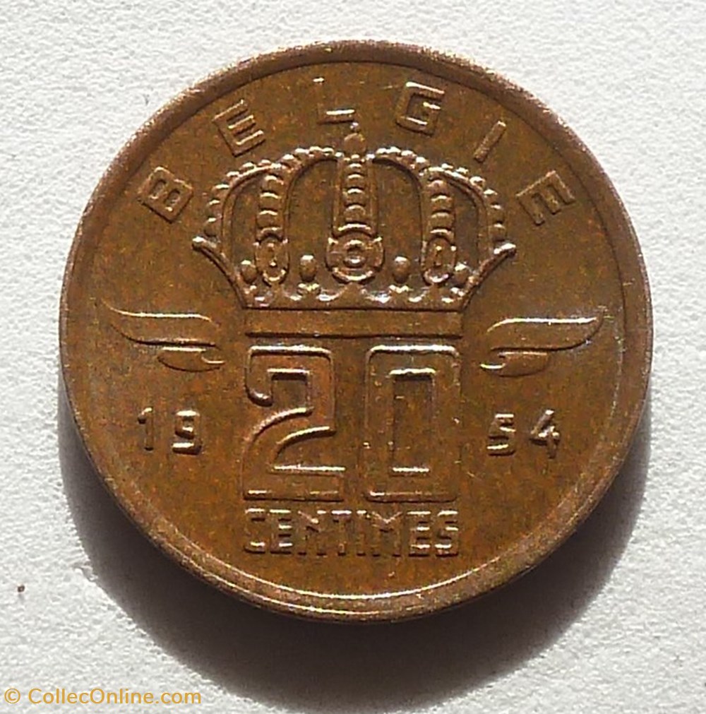 20 Centimes - 1954 monnaies monde belgique 20 centimes 1954