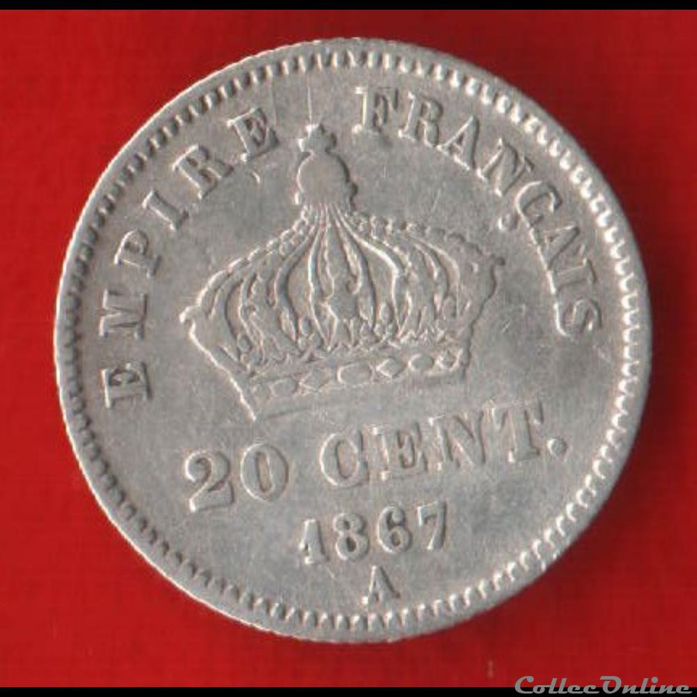 Napoléon III - 20 Centimes - 1867 - Paris monnaie france moderne napoleon iii 20 centimes 1867 paris