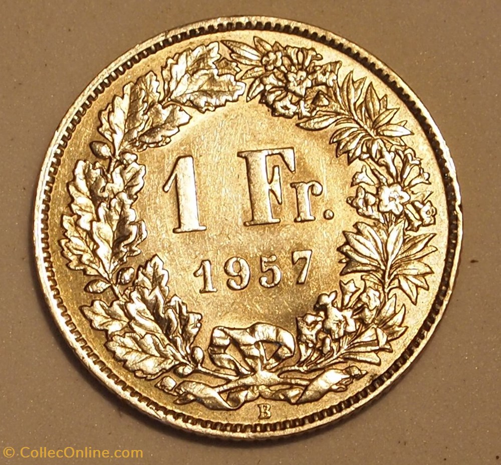 monnaie monde suisse 1 franc 1957 b