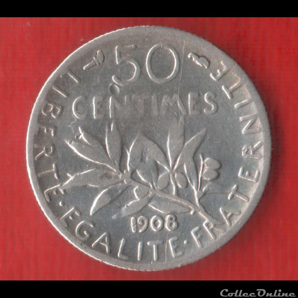 Semeuse - 50 Centimes - 1908 monnaies monde france semeuse 50 centimes 1908