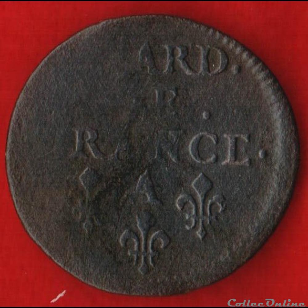 monnaies europe medievale royales liard de france 1657 corbeil
