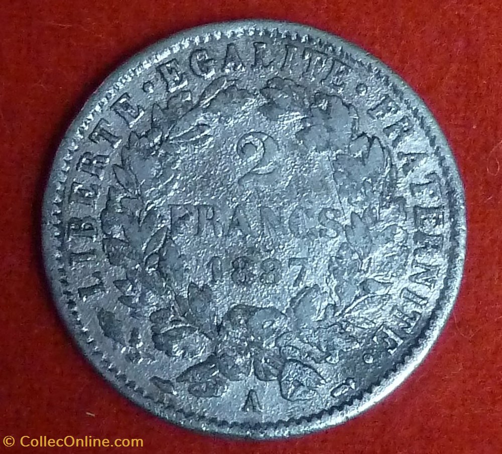 monnaies monde france 2 francs ceres 1887 paris