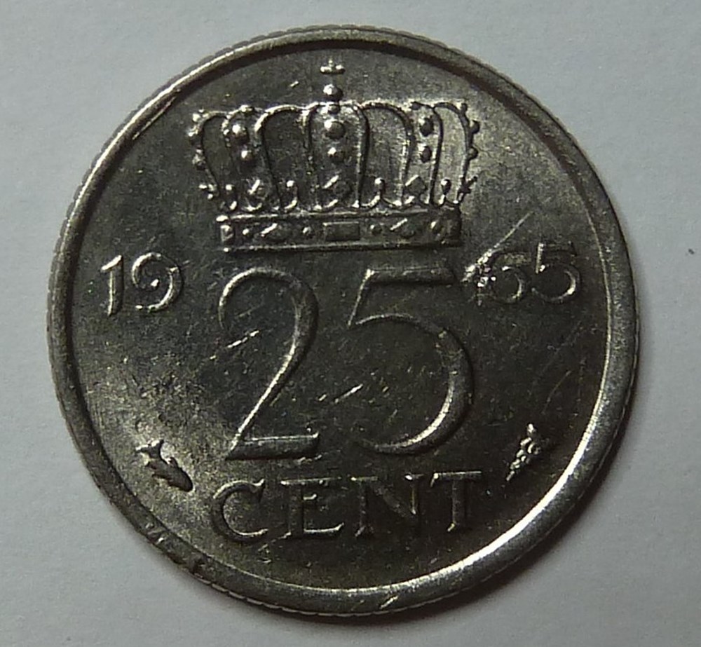 25 Cents - 1965 monnaies monde pays bas 25 cents 1965