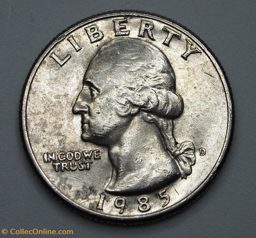 1/4 dollar ( 25 cents ) - 1985 D monnaie monde etat uni 1 4 dollar 25 cents 1985 d