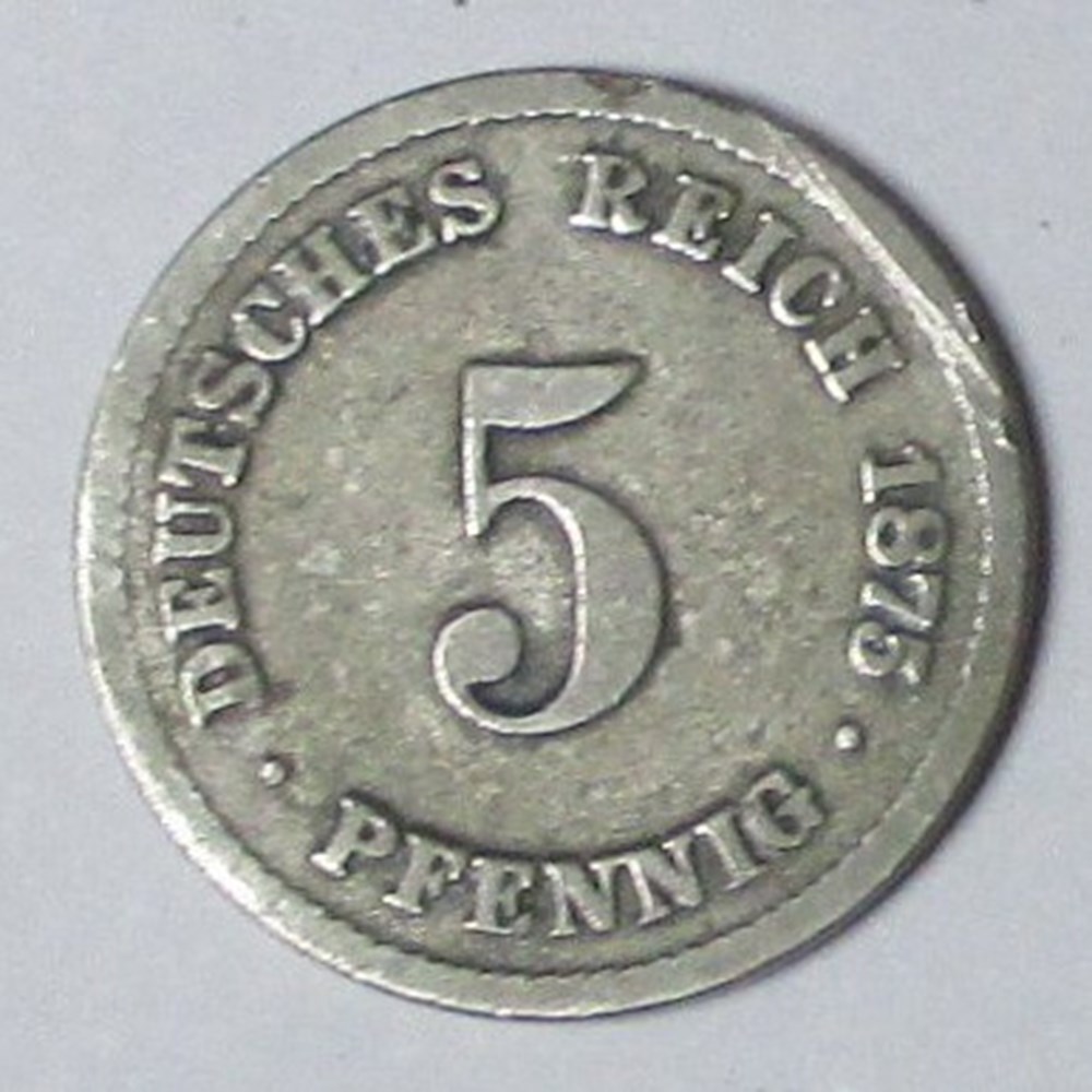 monnaies monde allemagne 5 pfennig 1875 b