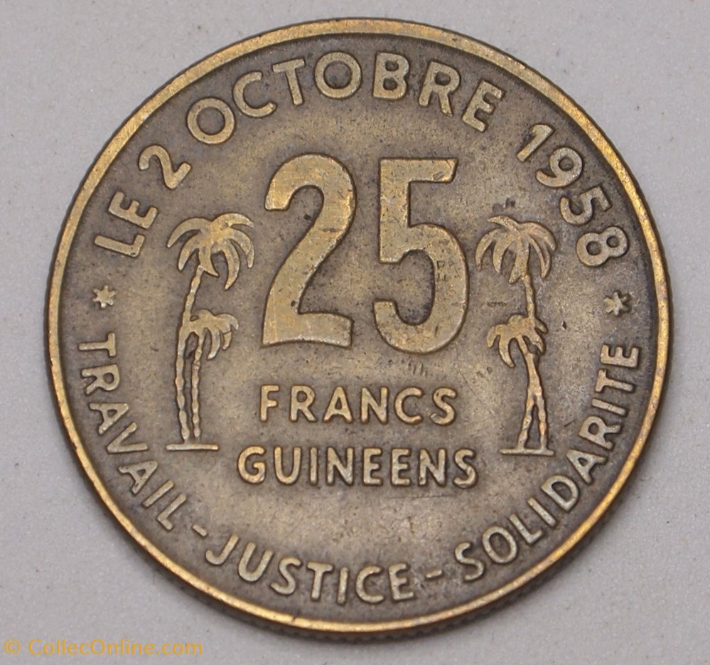 25 Francs Guinéens - 1959 monnaies monde 25 francs guineens 1959