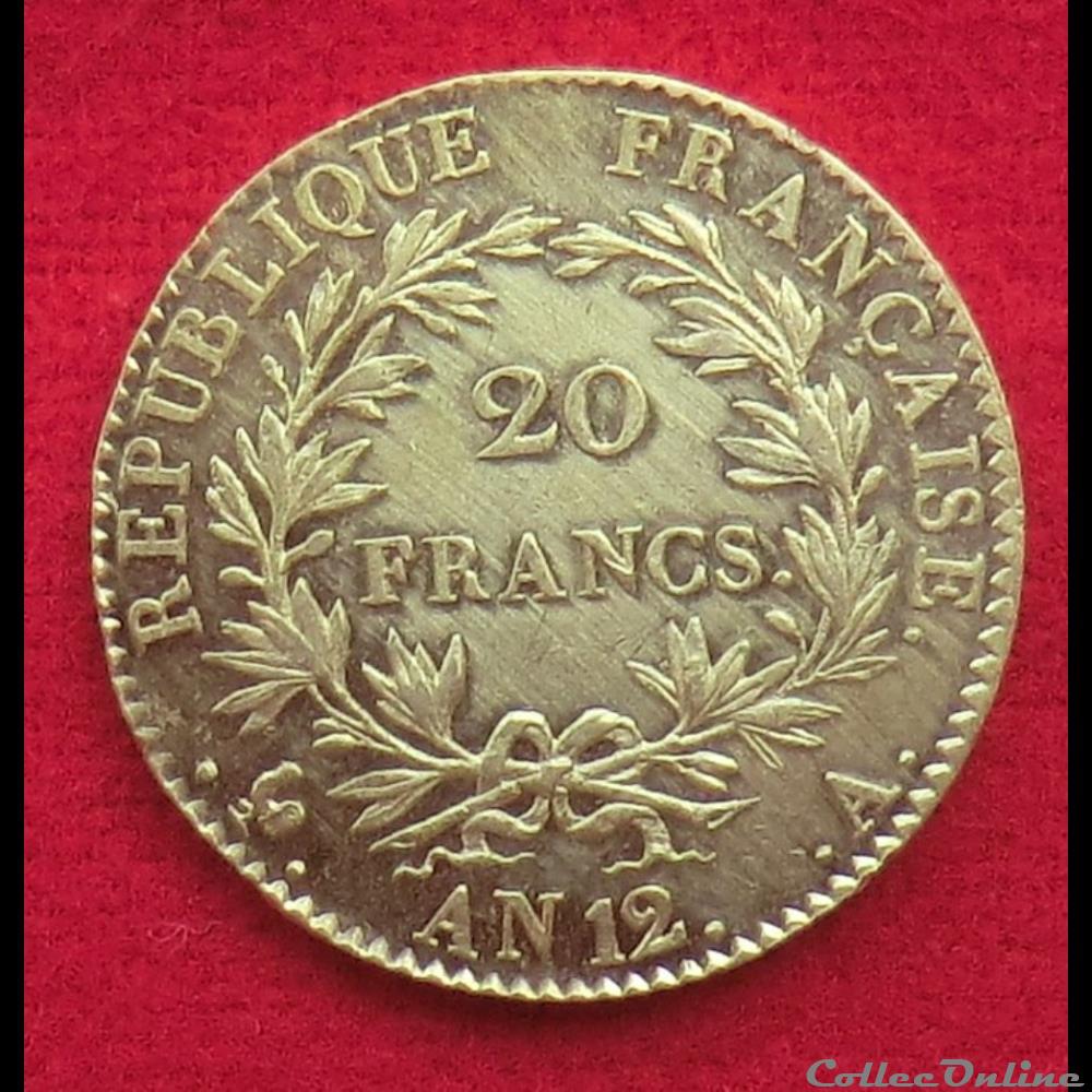 20 Francs or - An 12 - Paris monnaies monde france 20 francs or an 12 paris