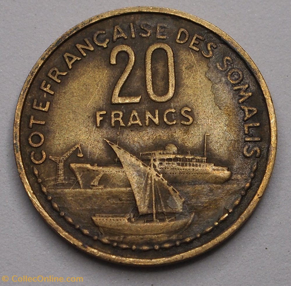 20 Francs - 1952 monnaies monde djibouti 20 francs 1952