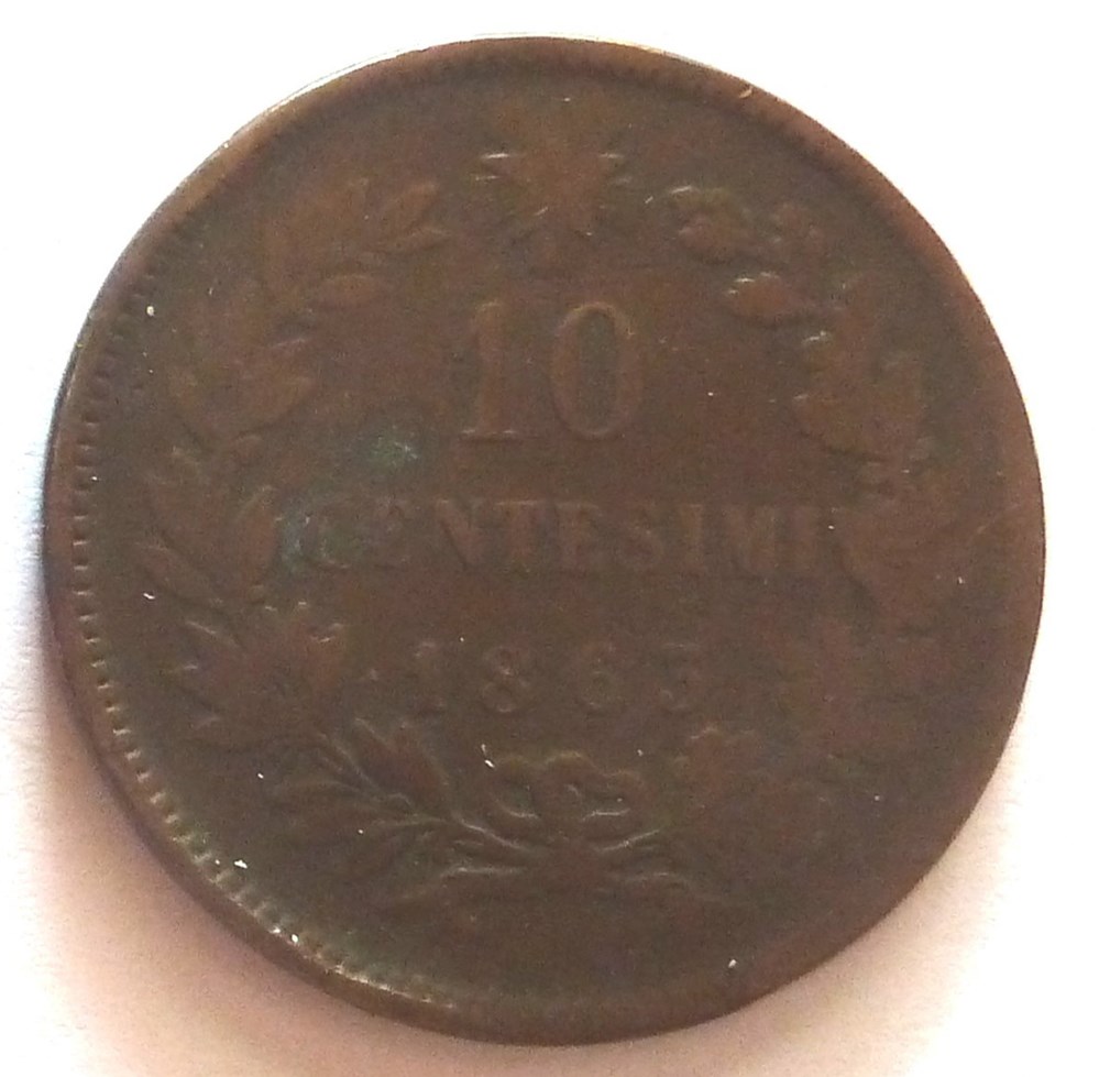 monnaies monde italie 10 centesimi 1863